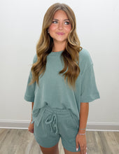 Load image into Gallery viewer, Keep You Thinking SS Top &amp; Shorts Set in Jade