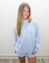 Load image into Gallery viewer, Lulu Mac Stitch Mockneck Terry Cloth Sweatshirt in Light Blue