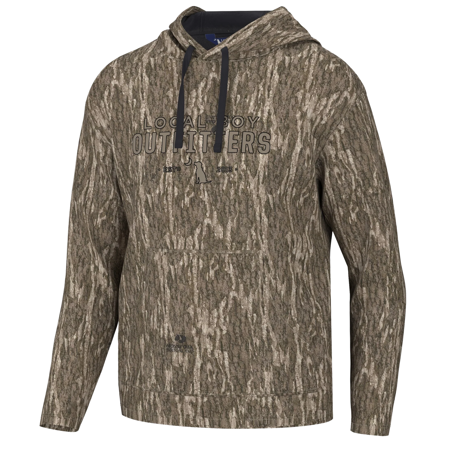 Local Boy Solid Printed Poly Fleece Hoodie in Bottomland