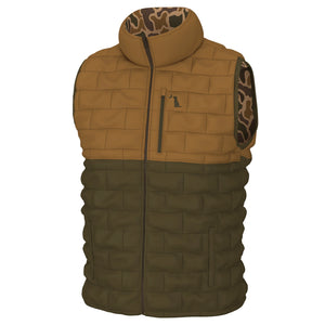 Local Boy Duck Down Reversible Vest in Old School Camo