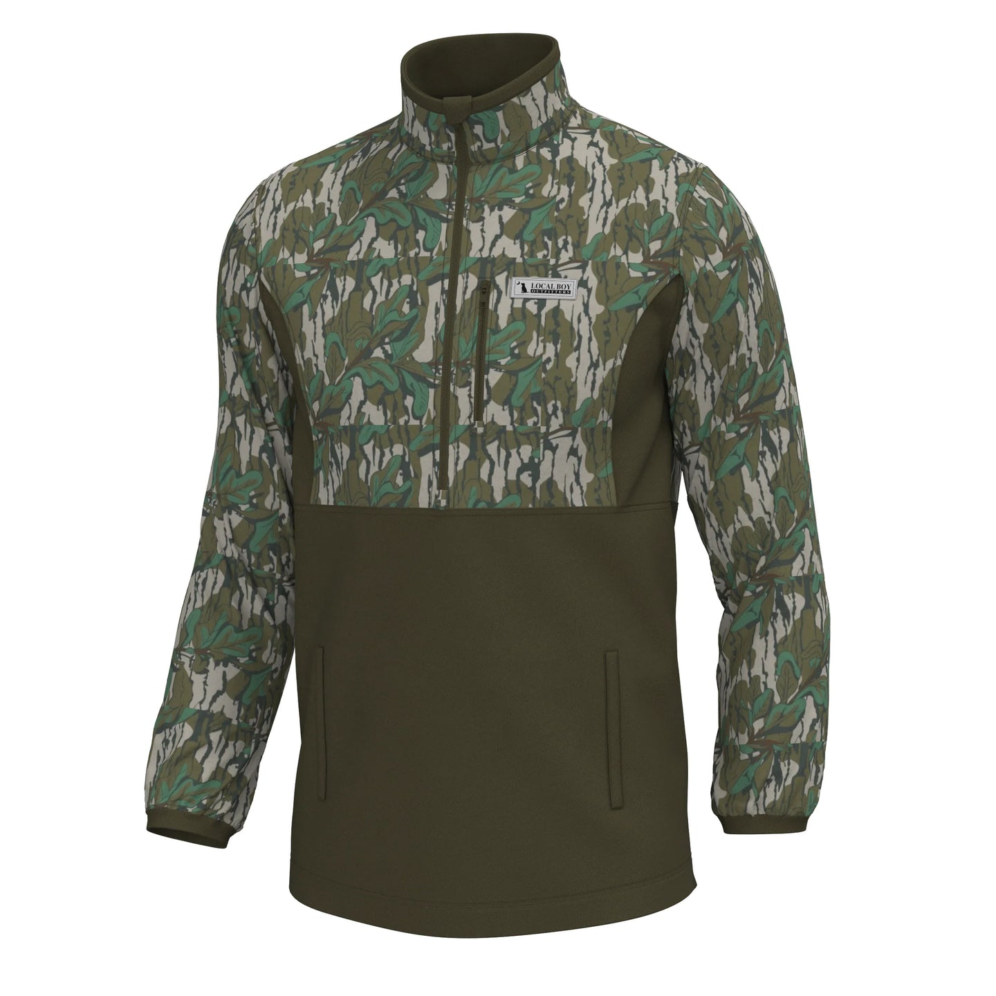 Local Boy Fielder Quarter Zip Pullover in Green Leaf