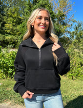 Load image into Gallery viewer, Dove Funnel Neck Half Zip Black