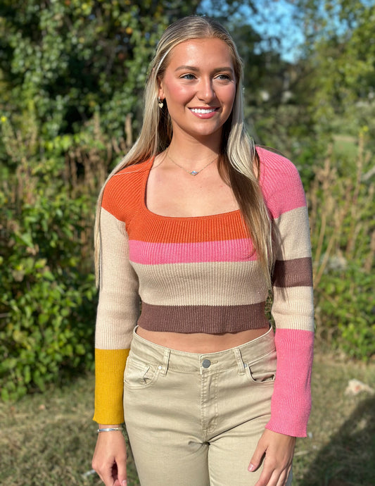 Autumn Feels Color Block Stripe Top