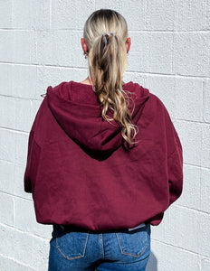 Pretty Girls Elastic Hem Hoodie Burgundy