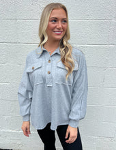 Load image into Gallery viewer, Busy Days Ahead Oversized Henley Top H. Grey