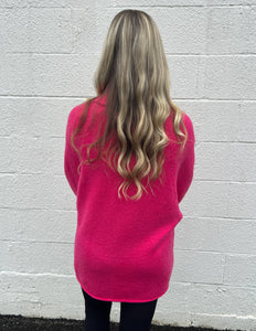 Save Me The Trouble Dolman Turtleneck Sweater Hot Pink