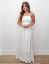 Load image into Gallery viewer, Not Doing Good Without Smocked Halter Maxi Dress-White