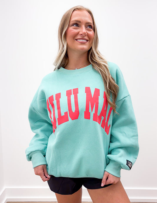 Lulu Mac Logo Sweatshirt in Mint/Coral