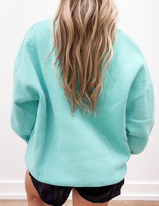 Lulu Mac Logo Sweatshirt in Mint/Coral