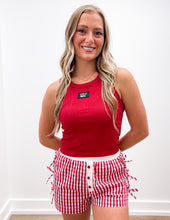 Load image into Gallery viewer, Lulu Mac BB Button Bow Gingham Boxer Shorts Red