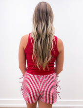 Load image into Gallery viewer, Lulu Mac BB Button Bow Gingham Boxer Shorts Red