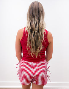 Lulu Mac BB Button Bow Gingham Boxer Shorts Red