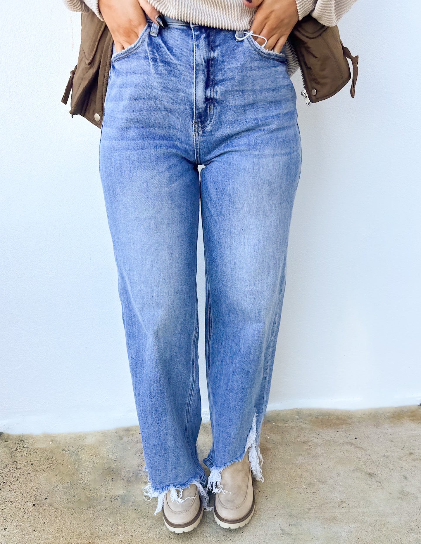 The Aftermath Distressed Hem Straight Leg Jeans