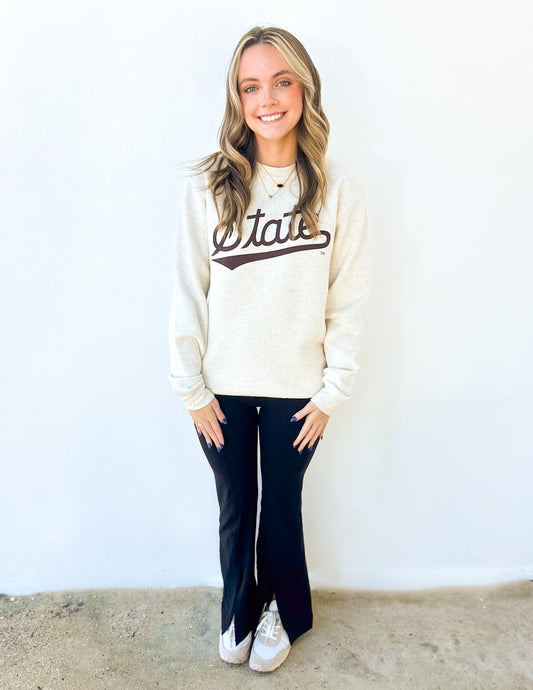 State Script Sweatshirt in Heather Natural