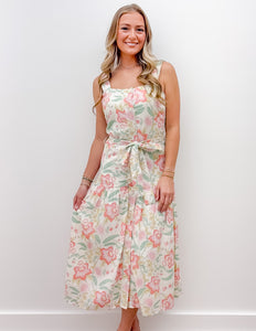Darling Moment Floral Button Down Midi Dress