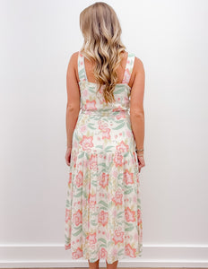 Darling Moment Floral Button Down Midi Dress