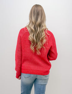 Surrounded By You Tie Neck Sweater in Red