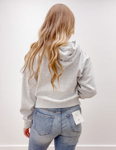 Loving How I Am Living Basic Fleece Half Zip Hoodie in Ice Grey