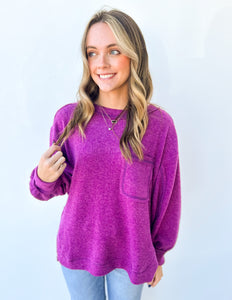 When I See Your Smile Brushed Sweater in Lt Plum