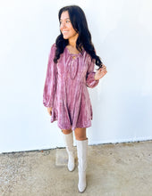 Load image into Gallery viewer, Holiday Lovin&#39; Velvet Mini Flare Dress in Mauve