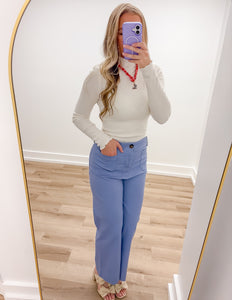 Wanna Change Mock Neck LS Top in Ivory