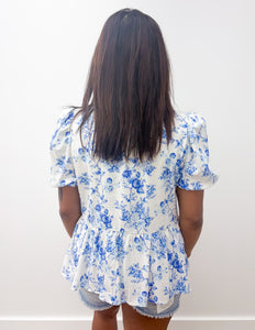Choose To Love Me Floral Printed Bubble Sleeve Top