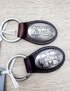 Zep-Pro Small Brown Oval Concho MSU Key Chain