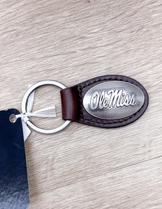 Zep-Pro Small Brown Oval Concho Ole Miss Key Chain