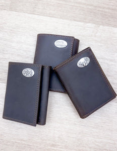Light Brown Crazy Horse Trifold Ole Miss Wallet