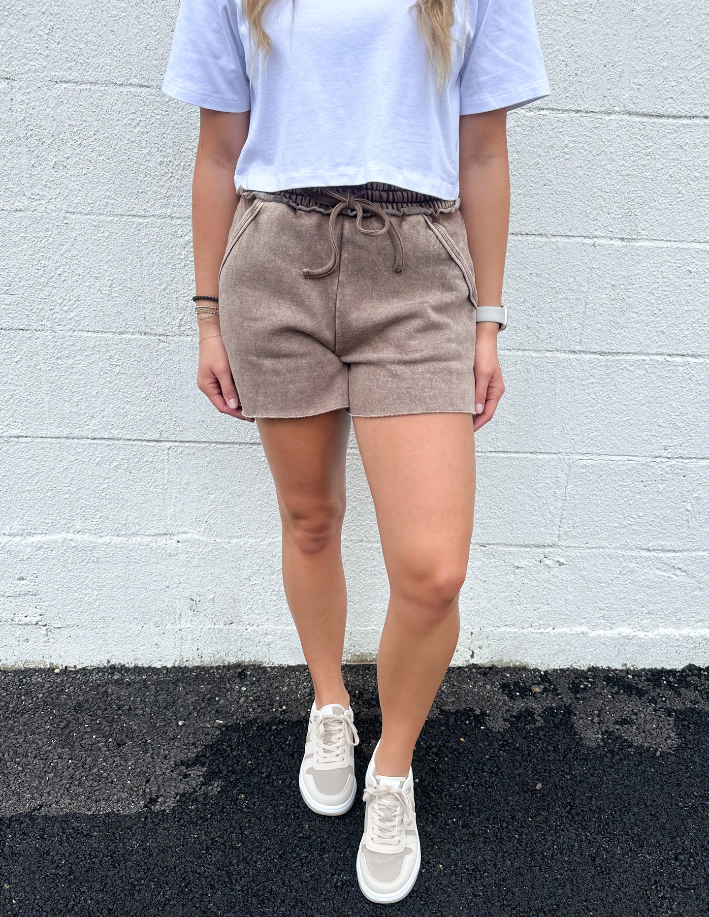 Comfy Days Fleece Drawstring Shorts Mocha