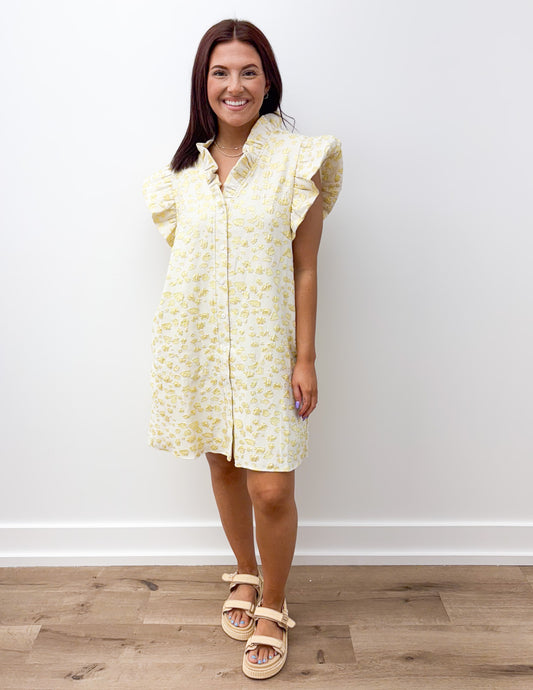 Heart Of Gold Bubble Flutter Sleeve Mini Dress