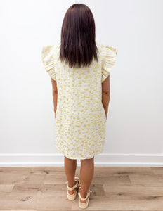 Heart Of Gold Bubble Flutter Sleeve Mini Dress