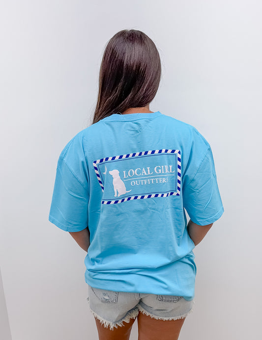 Local Girl Rope Plate SS Tee in Lagoon Blue