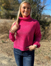 Load image into Gallery viewer, Something To Talk About Turtleneck Sweater Hot Pink