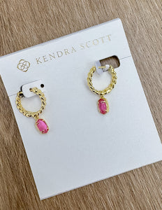 Kendra Scott Emilie Gold Huggie Earrings in Azalea Illusion