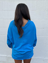 Load image into Gallery viewer, Jadelynn Brooke Oversized French Terry V-Neck Pullover Cobalt Blue