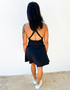 Care Free Halter Neck Crisscross Athletic Dress