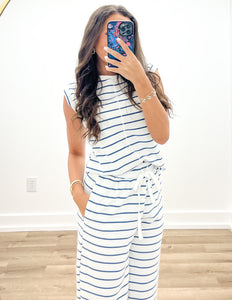 More For You Striped Top and Pants Set in Sail Blue