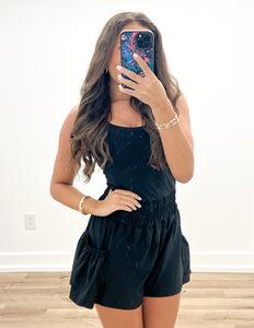 Flounce & Flow Romper in Black