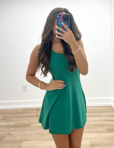 Living The Dream Tennis Romper Dress in Kelly Green