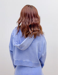 All Day Long Mineral Wash Pullover Hoodie in Lavender Blue