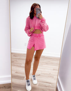 All Day Long Mineral Wash Pullover Hoodie in Pink