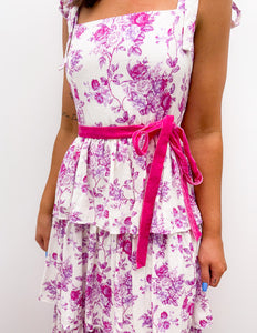Here She Comes Floral Tiered Print Midi Dress