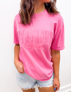 Versatile Raggy Logo Tee in Heliconia