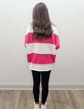 Load image into Gallery viewer, French Terry Color Block LS Top in Hot Pink