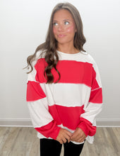 Load image into Gallery viewer, French Terry Color Block LS Top in Ruby