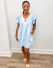 Load image into Gallery viewer, Spring Dreams Ruffle Sleeve Mini Dress in Light Blue