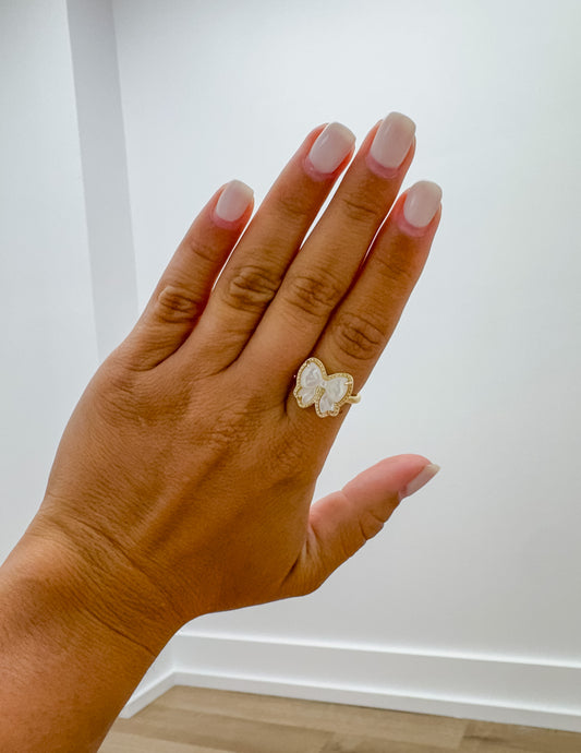 Kendra Scott Haley Bow Band Ring in Gold/Ivory MOP