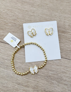 Kendra Scott Haley Bow STRCH Gold Bracelet in Ivory MOP