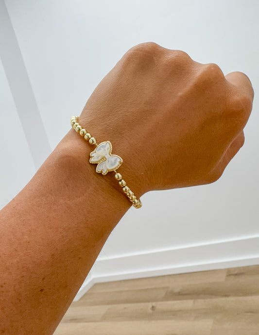 Kendra Scott Haley Bow STRCH Gold Bracelet in Ivory MOP